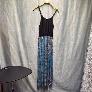 🏴 Pink Rose Black and Blue Spaghetti Strap Sundress size medium NWT